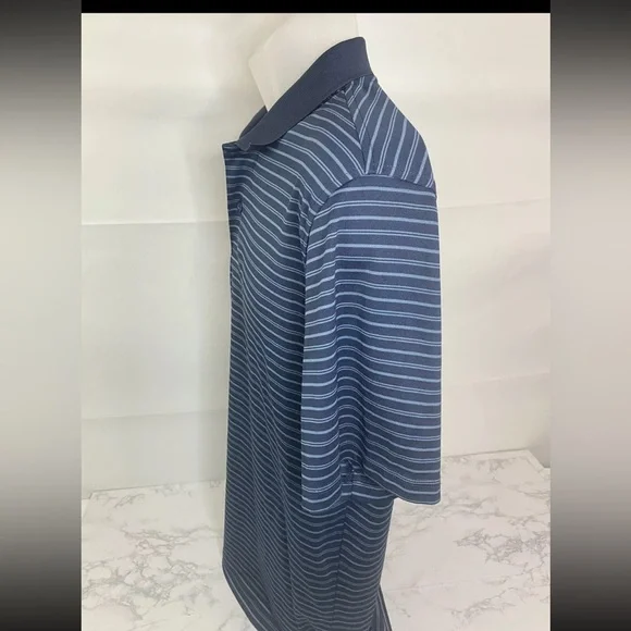 Croft & Barrow Polo Shirt Mens L Blue Striped Performance Short Sleeve M​​ - Picture 4 of 8